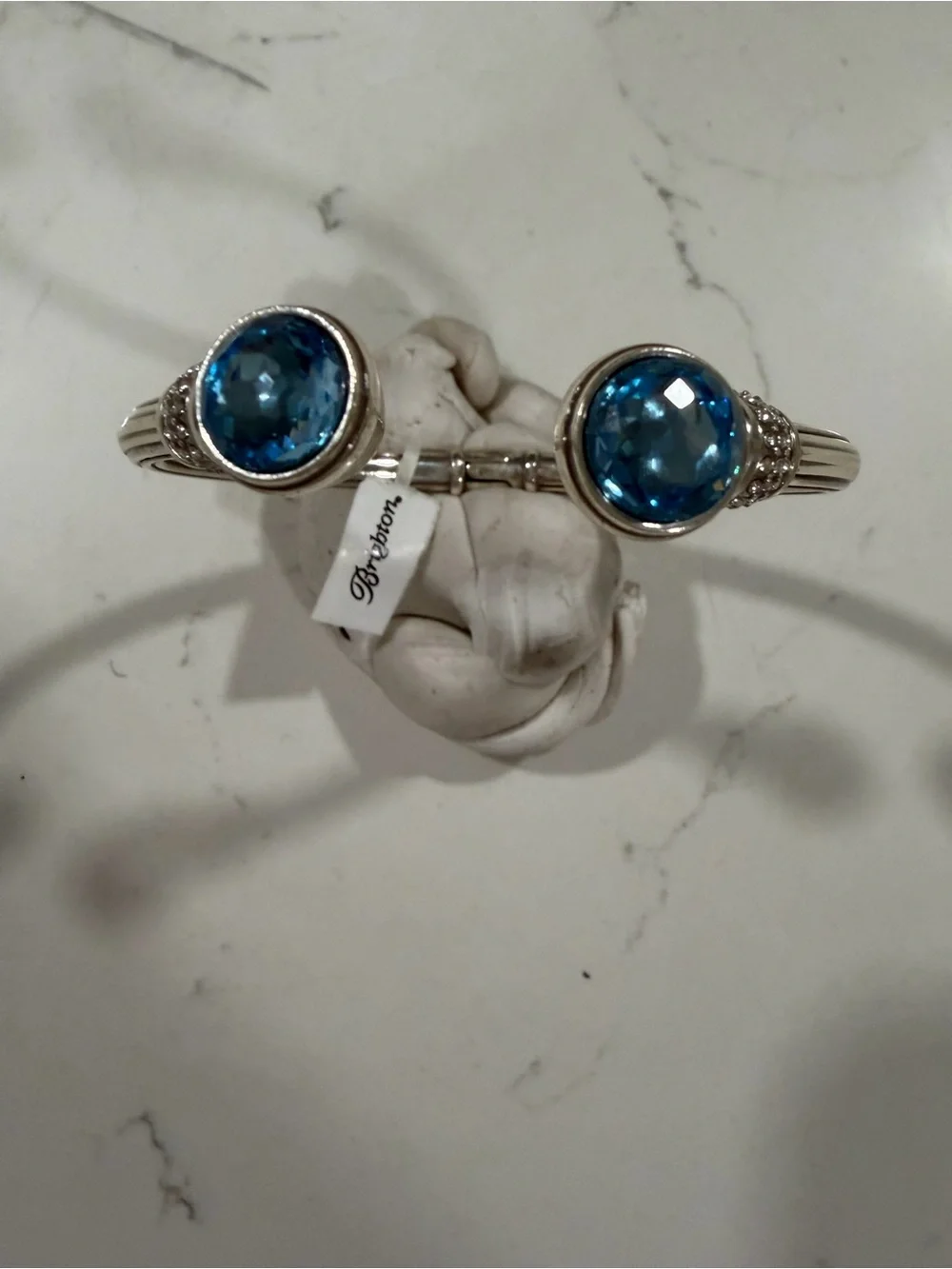 Brighton Silver Bracelet With Blue Faceted Crystal